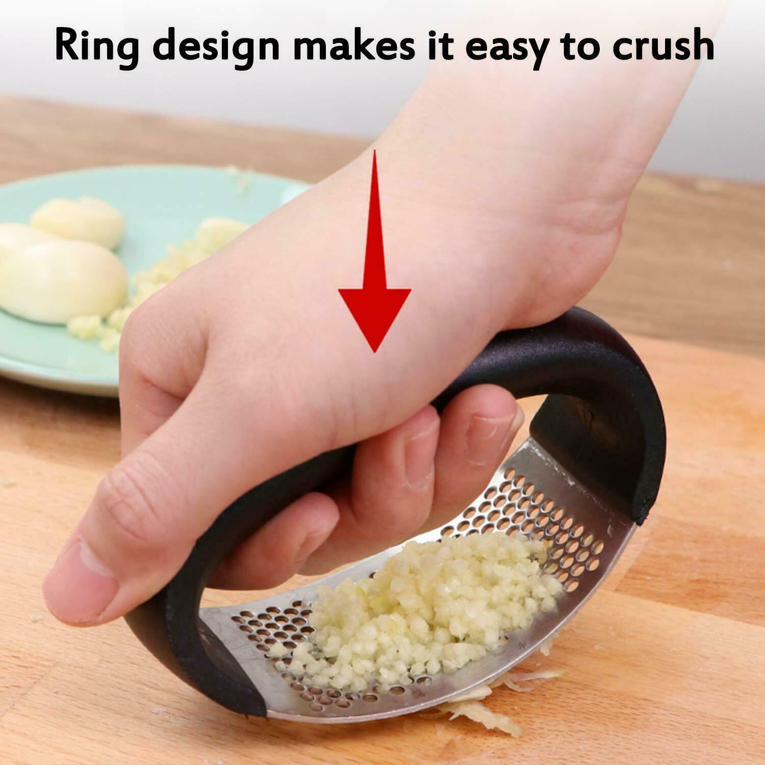 Stainless Steel Garlic chopper ring design makes it easy to crush