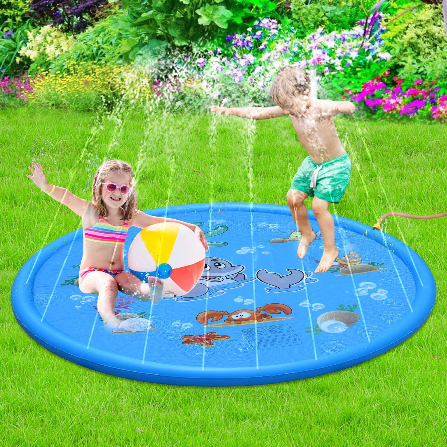 Fun water play mat for children with spray feature