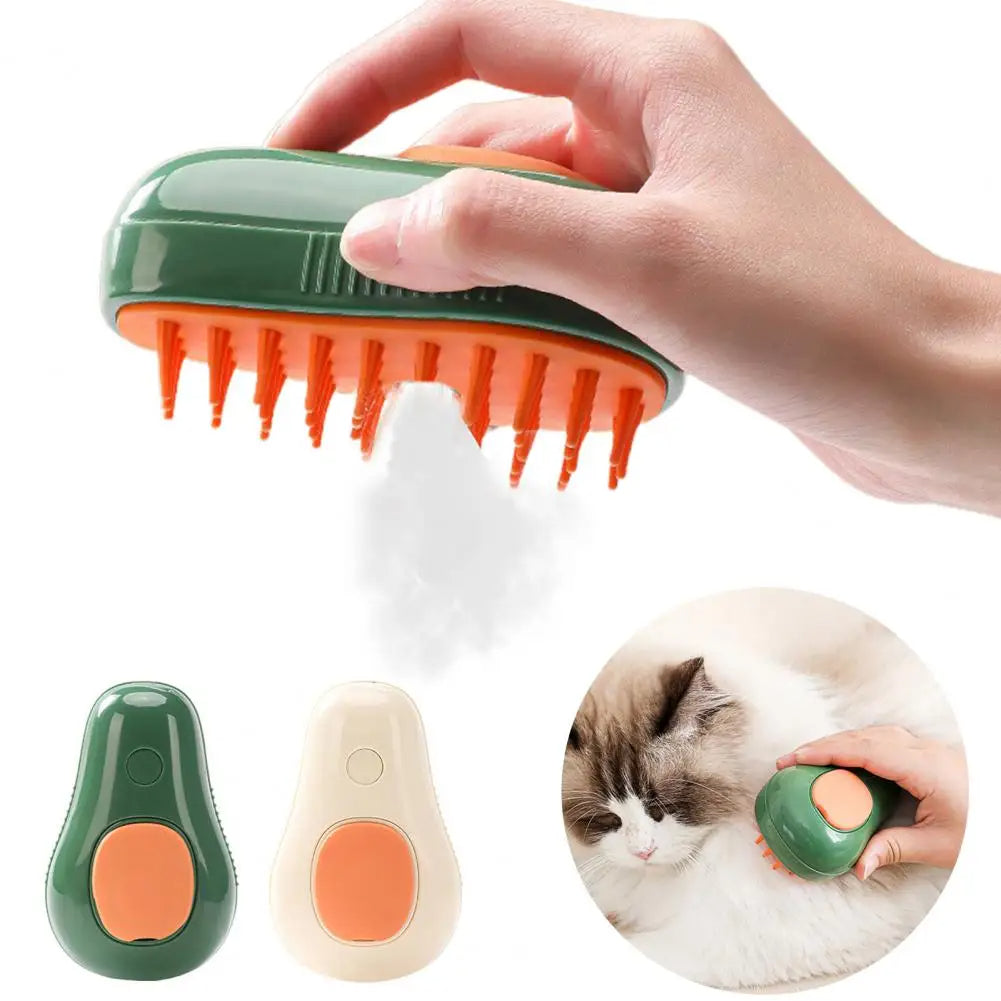 Steam Massage Cat Brush Grooming for Cats Avocado Shape Steamy Cat Brush - No More Fur Anywhere