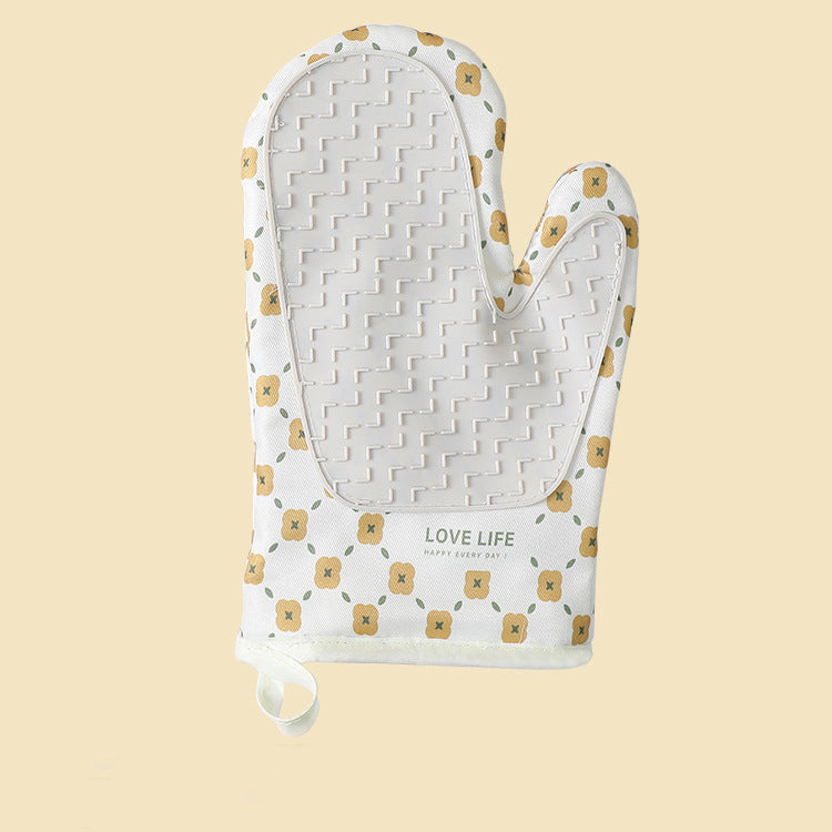 white color pair of Heat resistant oven gloves