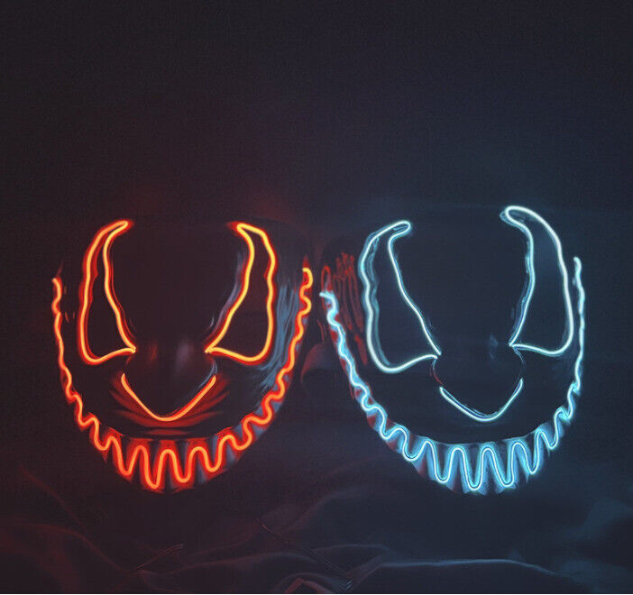 red and blue scary led light halloween masks