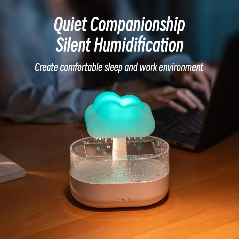 Rain Cloud Night Light Humidifier With Raining Water Drop Sound And 7 Color Led Light Essential Oil Diffuser Aromatherapy