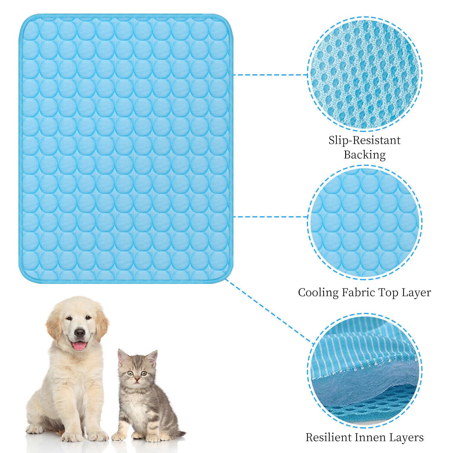 Pet Cooling Mat with 3 layered cool core material