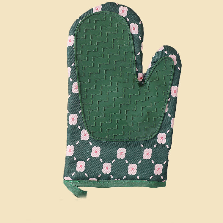 green color right pair of Heat resistant oven gloves