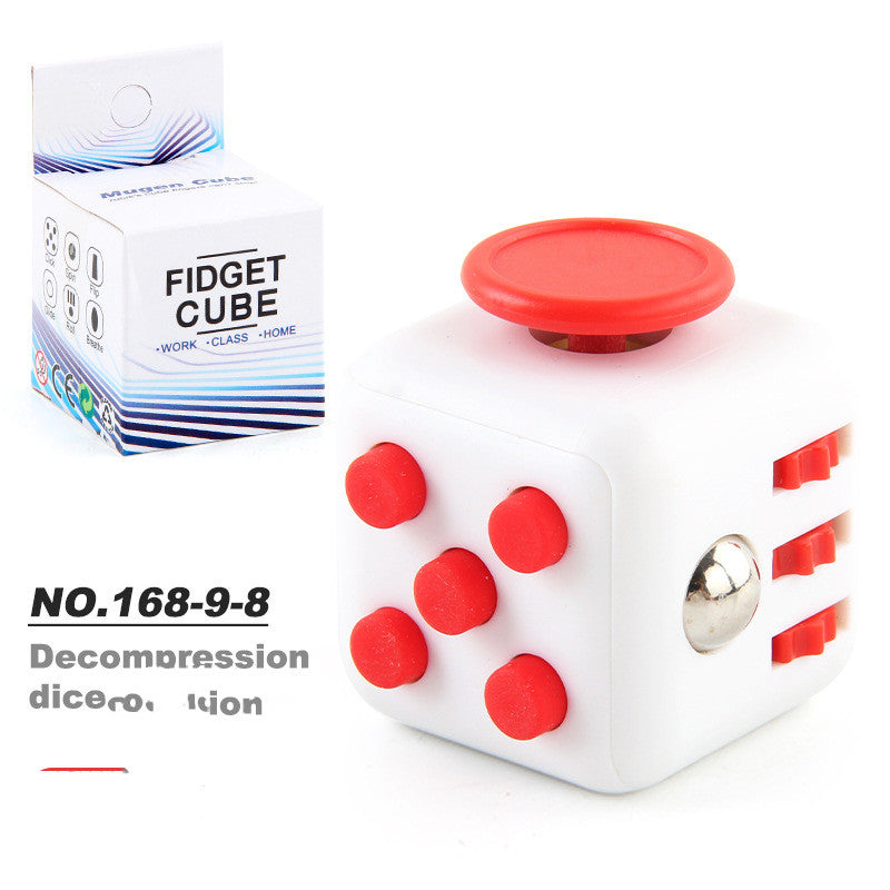 stress relief cube in white and red colour