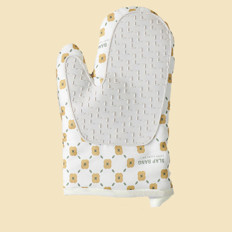 white color pair of Heat resistant oven gloves